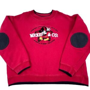 Vintage Disney Sweatshirt‎ Boys Medium Red Crew Neck Sweater Mickey Youth 90s *